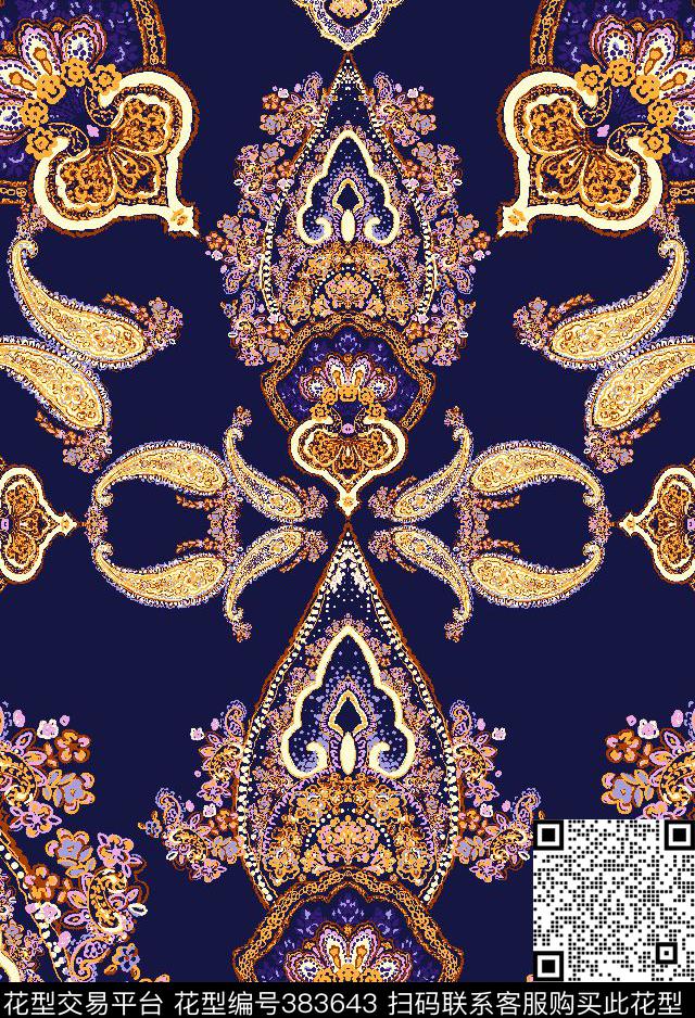 休闲火腿纹佩斯利传统印花华亿平台下载（图片编号: 383643） - 瓦栏（Walan）