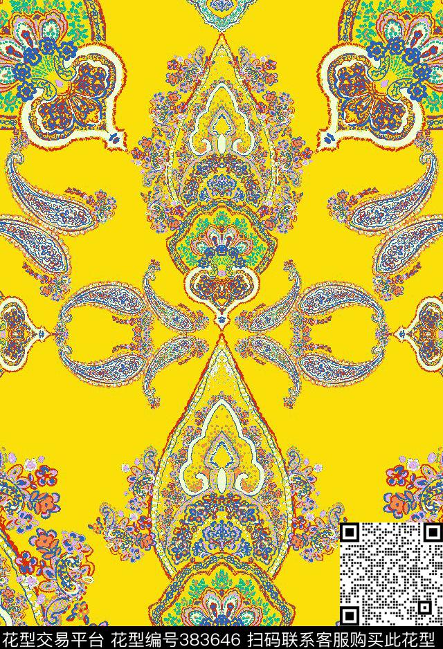 休闲火腿纹佩斯利传统印花华亿平台下载（图片编号: 383646） - 瓦栏（Walan）