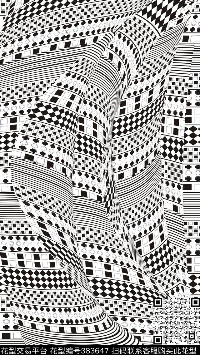 几何图案写意时尚欧普+波普传统印花华亿平台下载（图片编号: 383647） - 瓦栏（Walan）