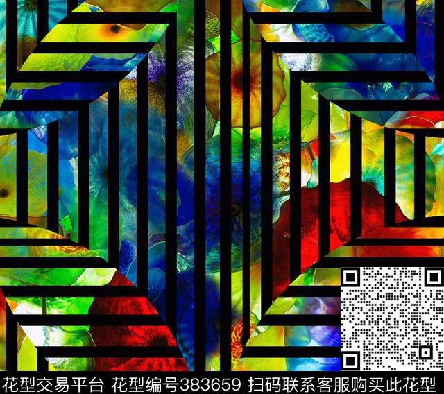 潮流抽象复古数码印花华亿平台下载（图片编号: 383659） - 瓦栏（Walan）