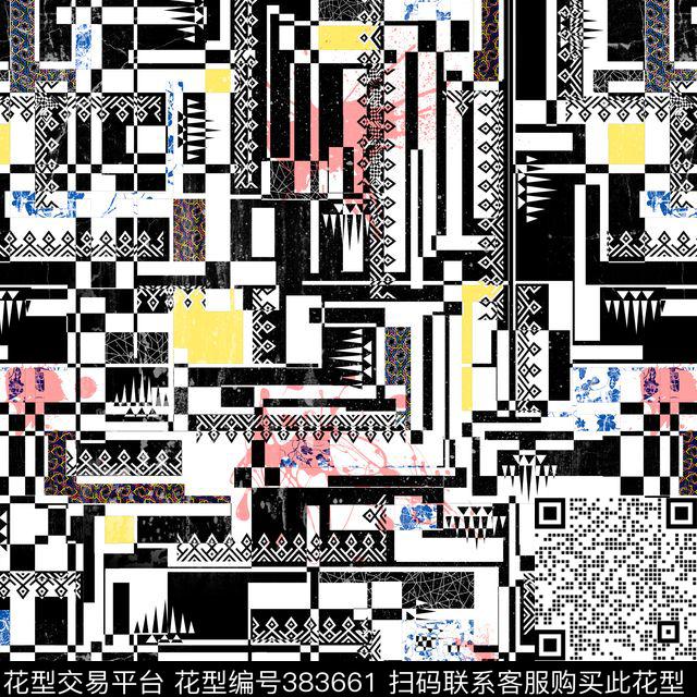 民族几何笔触碎花数码印花华亿平台下载（图片编号: 383661） - 瓦栏（Walan）