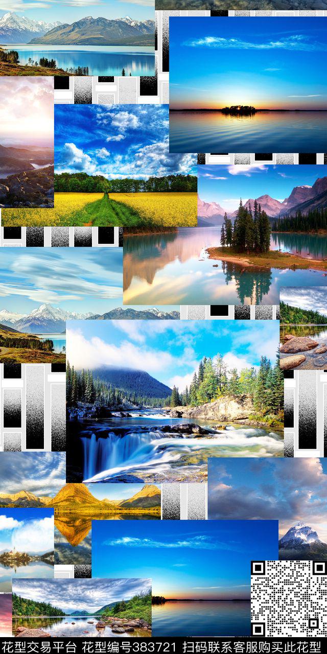 风景山水艺彩——流行拼接数码印花华亿平台下载（图片编号: 383721） - 瓦栏（Walan）