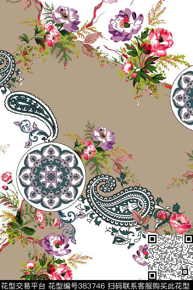 腰果花矢量花纹样传统印花华亿平台下载（图片编号: 383746） - 瓦栏（Walan）