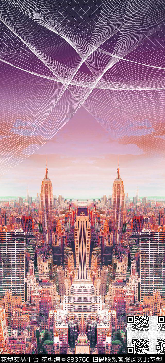 休闲城市风景数码印花华亿平台下载（图片编号: 383750） - 瓦栏（Walan）