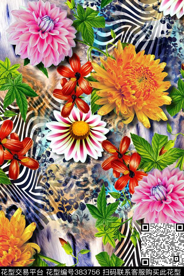 抽象动物纹几何肌理数码印花华亿平台下载（图片编号: 383756） - 瓦栏（Walan）