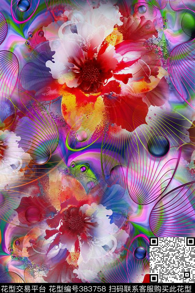 抽象肌理数码印花华亿平台下载（图片编号: 383758） - 瓦栏（Walan）