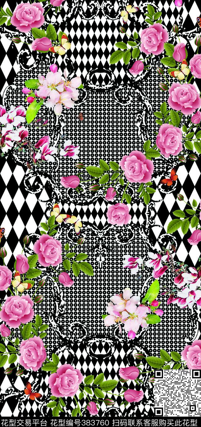 花贲格子波点格子花数码印花华亿平台下载（图片编号: 383760） - 瓦栏（Walan）
