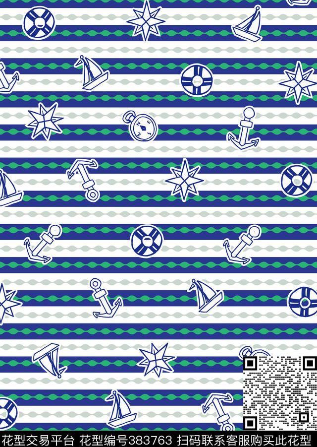 航海条纹帆船传统印花华亿平台下载（图片编号: 383763） - 瓦栏（Walan）