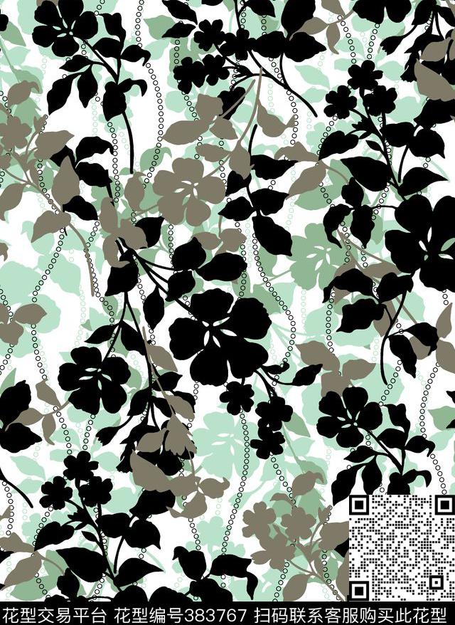 花卉树叶传统印花华亿平台下载（图片编号: 383767） - 瓦栏（Walan）