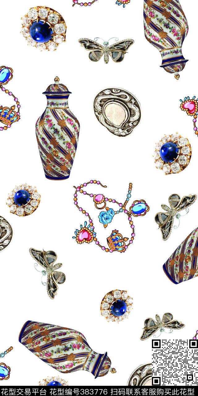 时尚珠宝花瓶珠宝首饰器皿数码印花华亿平台下载（图片编号: 383776） - 瓦栏（Walan）