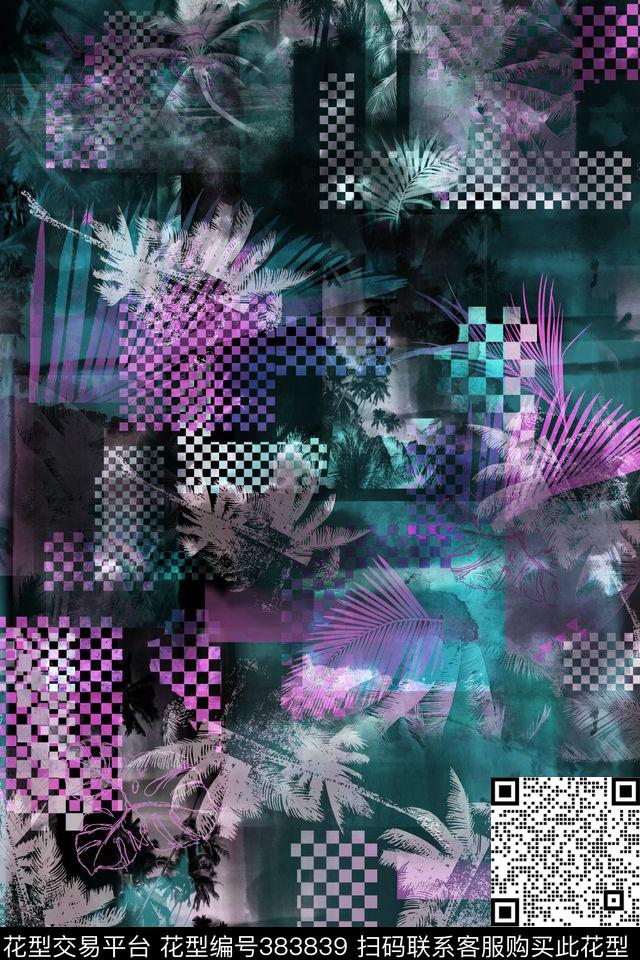 假日休闲热带雨林墨迹数码印花华亿平台下载（图片编号: 383839） - 瓦栏（Walan）