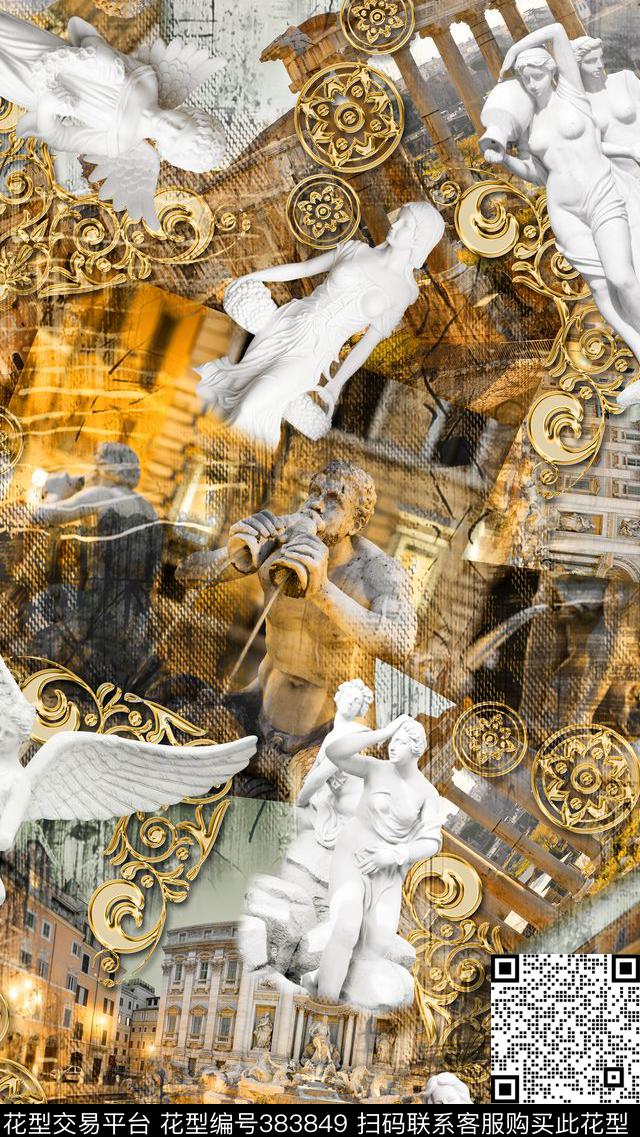 欧洲雕塑拼图数码印花华亿平台下载（图片编号: 383849） - 瓦栏（Walan）
