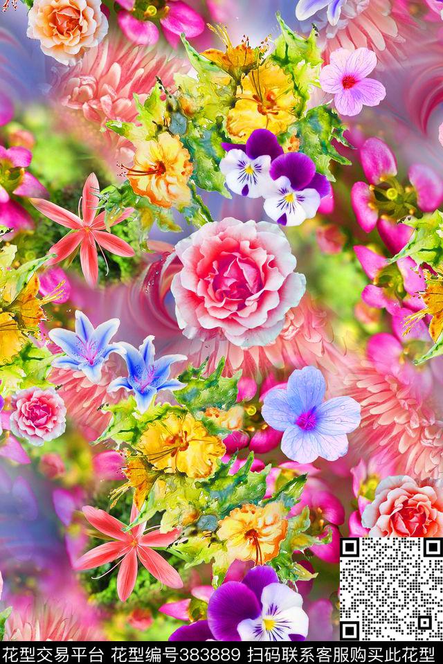 数码女装花卉数码印花华亿平台下载（图片编号: 383889） - 瓦栏（Walan）