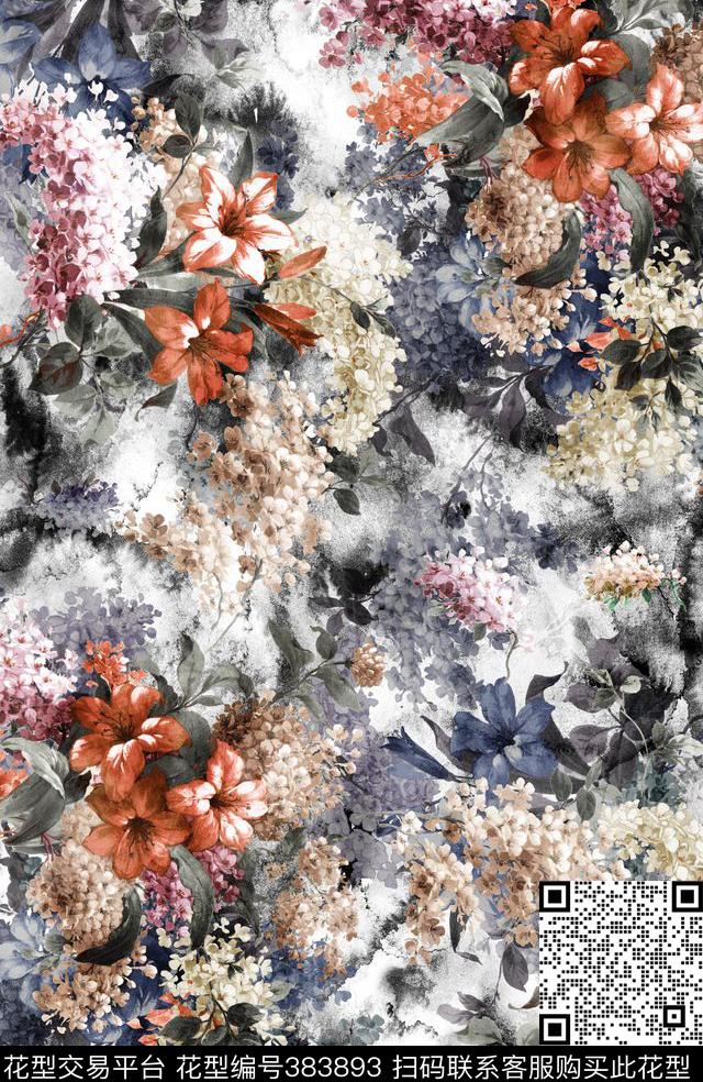 民族花卉植物数码印花华亿平台下载（图片编号: 383893） - 瓦栏（Walan）