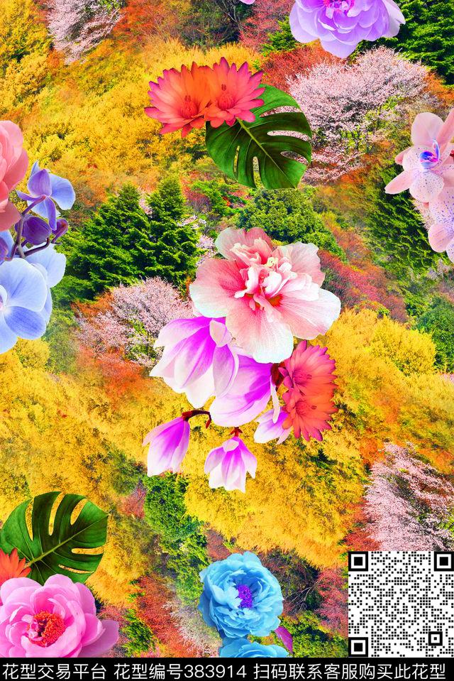 花卉森林女装数码印花华亿平台下载（图片编号: 383914） - 瓦栏（Walan）