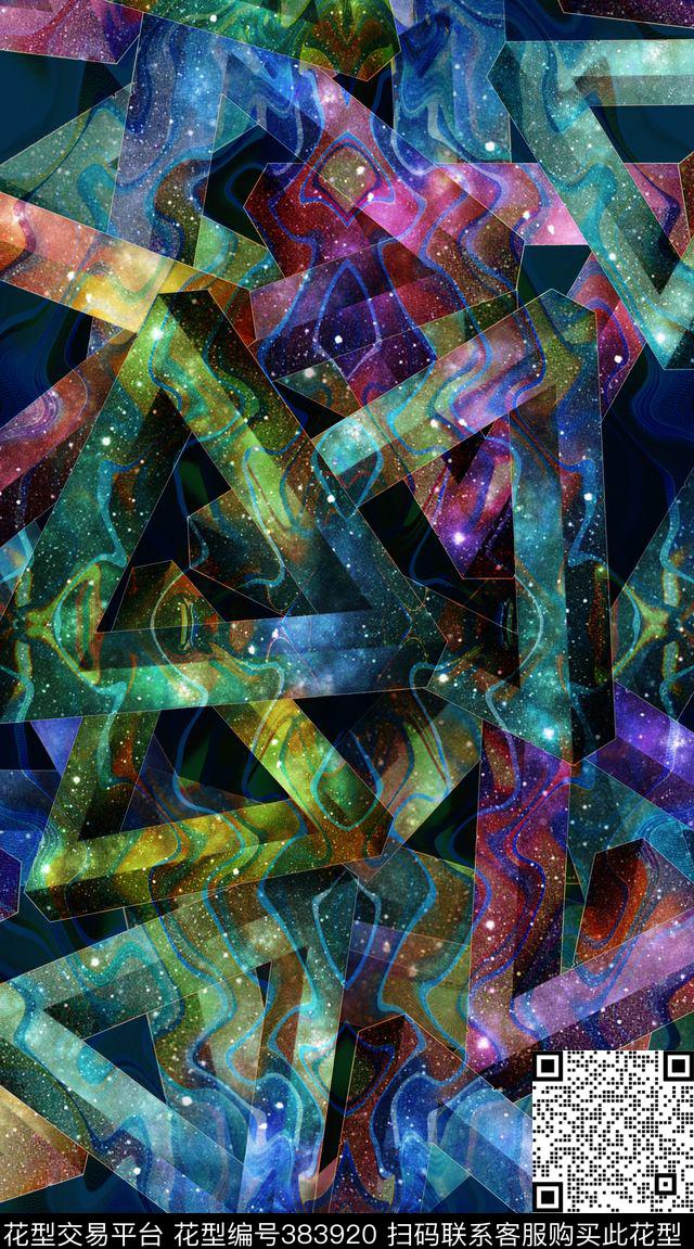 几何星空抽象数码印花华亿平台下载（图片编号: 383920） - 瓦栏（Walan）
