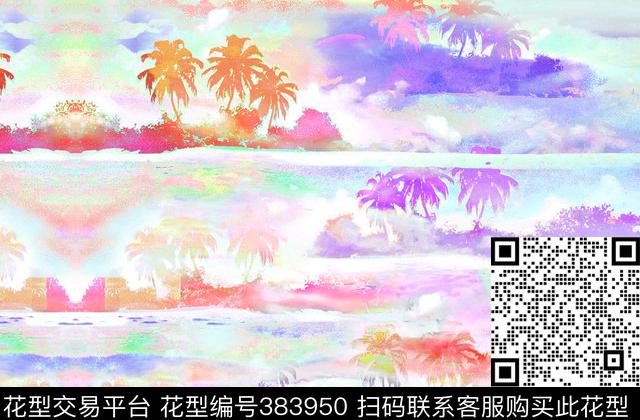 浪漫椰树夏日元素数码印花华亿平台下载（图片编号: 383950） - 瓦栏（Walan）