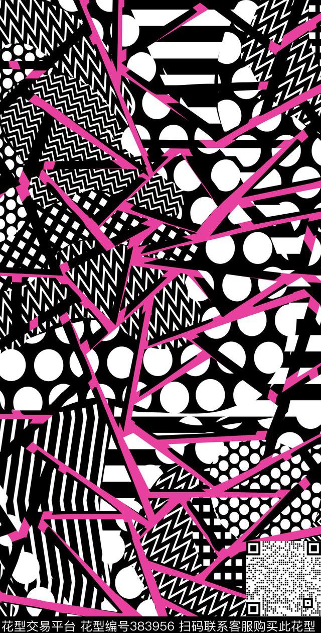 几何黑白三角传统印花华亿平台下载（图片编号: 383956） - 瓦栏（Walan）