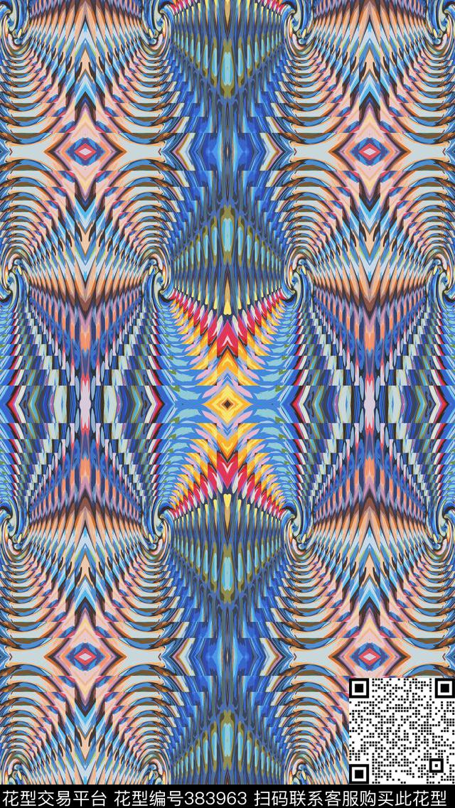 写意炫彩色块时尚欧普+波普数码印花华亿平台下载（图片编号: 383963） - 瓦栏（Walan）