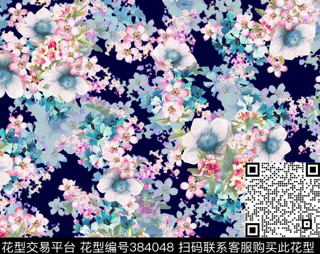 清新花卉花卉印花图案数码印花华亿平台下载（图片编号: 384048） - 瓦栏（Walan）