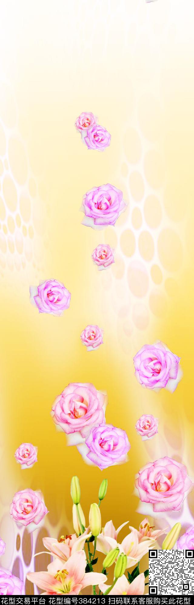 田园月季面料华亿平台数码印花华亿平台下载（图片编号: 384213） - 瓦栏（Walan）