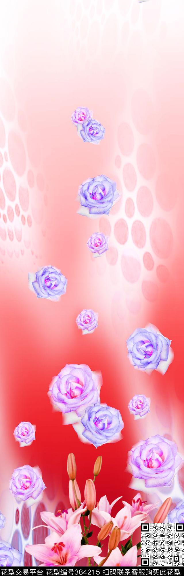 田园月季面料华亿平台数码印花华亿平台下载（图片编号: 384215） - 瓦栏（Walan）