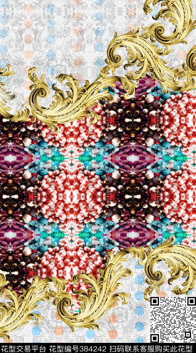 定位巴洛克卷草巴洛克卷草民族风暗纹数码印花华亿平台下载（图片编号: 384242） - 瓦栏（Walan）