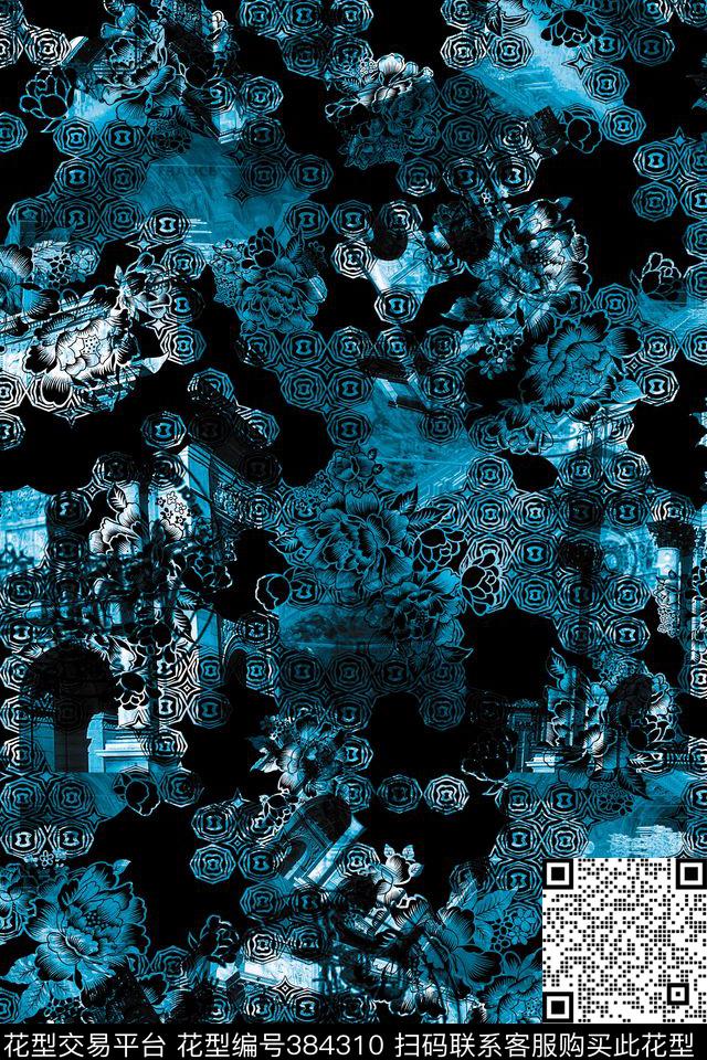 潮流抽象复古数码印花华亿平台下载（图片编号: 384310） - 瓦栏（Walan）