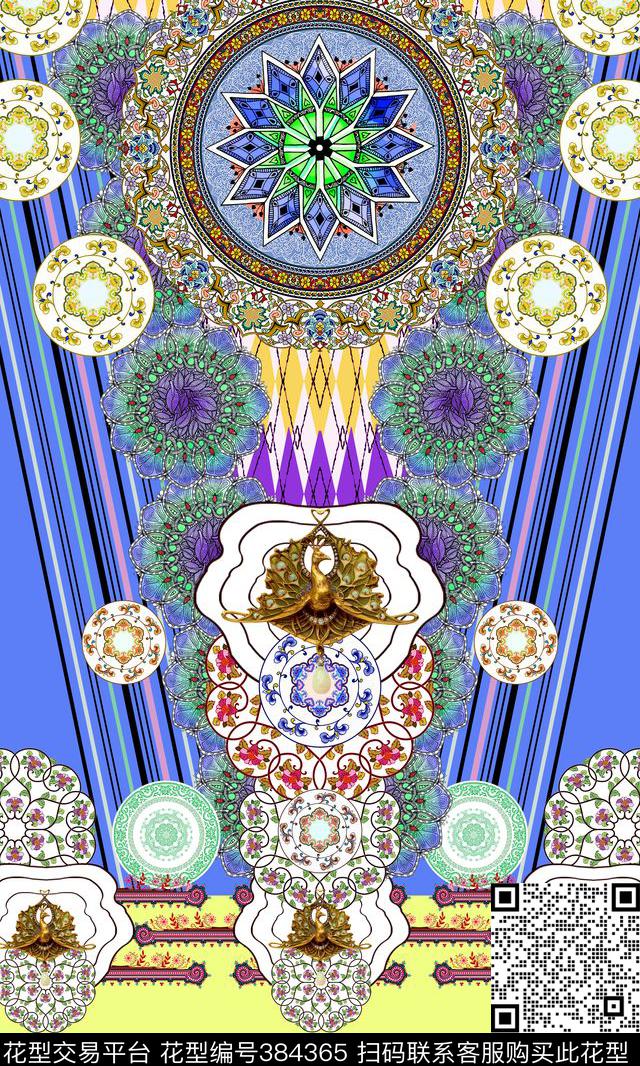 圆盘各种纹样定位数码印花华亿平台下载（图片编号: 384365） - 瓦栏（Walan）