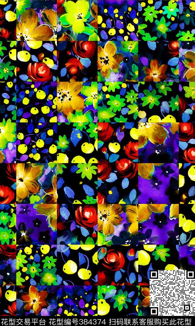 格子格子布水果数码印花华亿平台下载（图片编号: 384374） - 瓦栏（Walan）