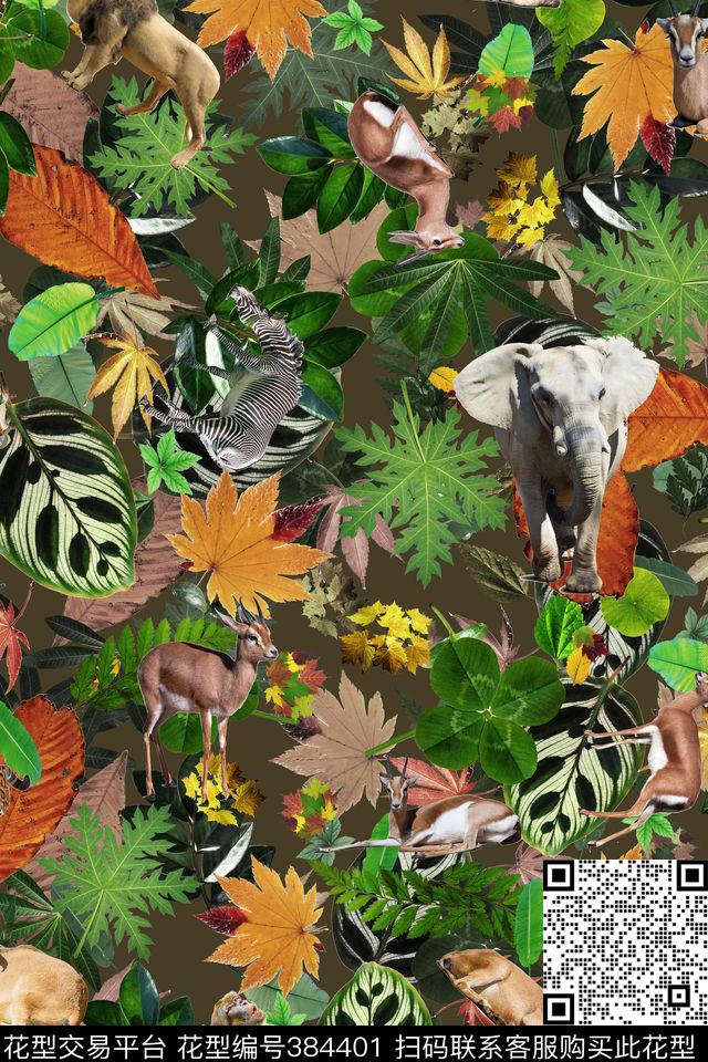 度假风丛林动物数码印花华亿平台下载（图片编号: 384401） - 瓦栏（Walan）