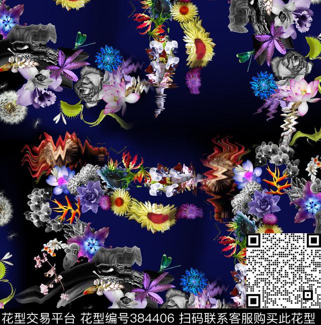 花流行风格油画数码印花华亿平台下载（图片编号: 384406） - 瓦栏（Walan）