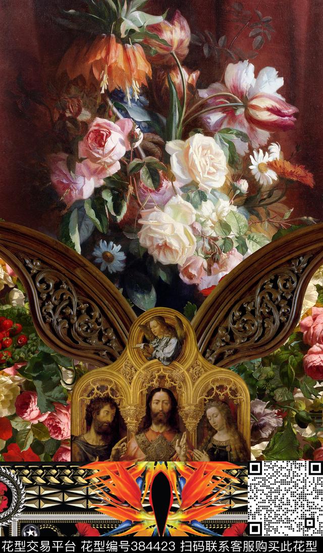 复古文艺复兴油画华亿平台定位华亿平台数码印花华亿平台下载（图片编号: 384423） - 瓦栏（Walan）