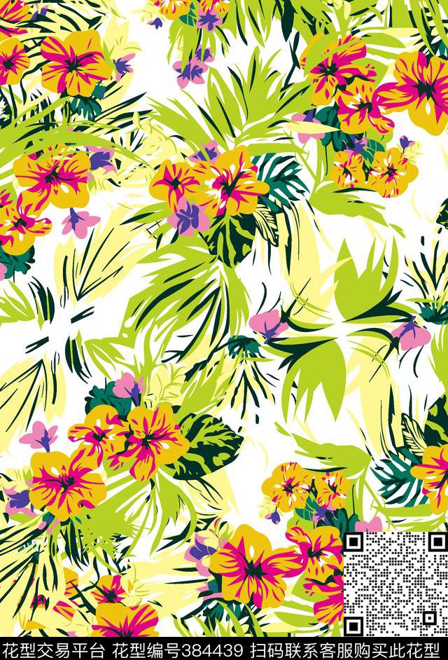 手绘花贲传统印花华亿平台下载（图片编号: 384439） - 瓦栏（Walan）