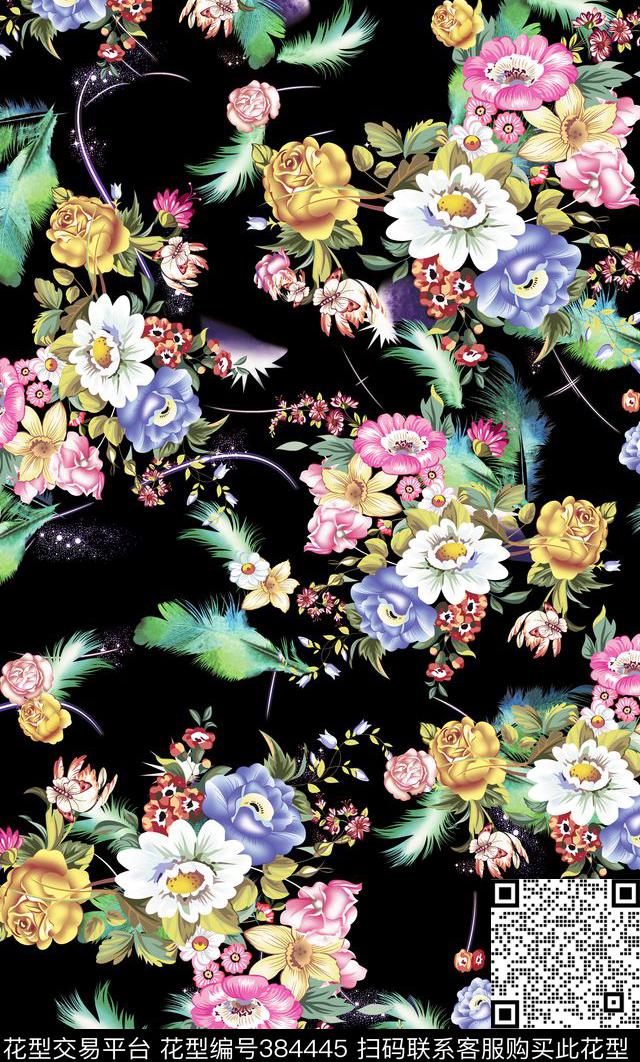 花贲羽毛古典复古华亿平台传统印花华亿平台下载（图片编号: 384445） - 瓦栏（Walan）