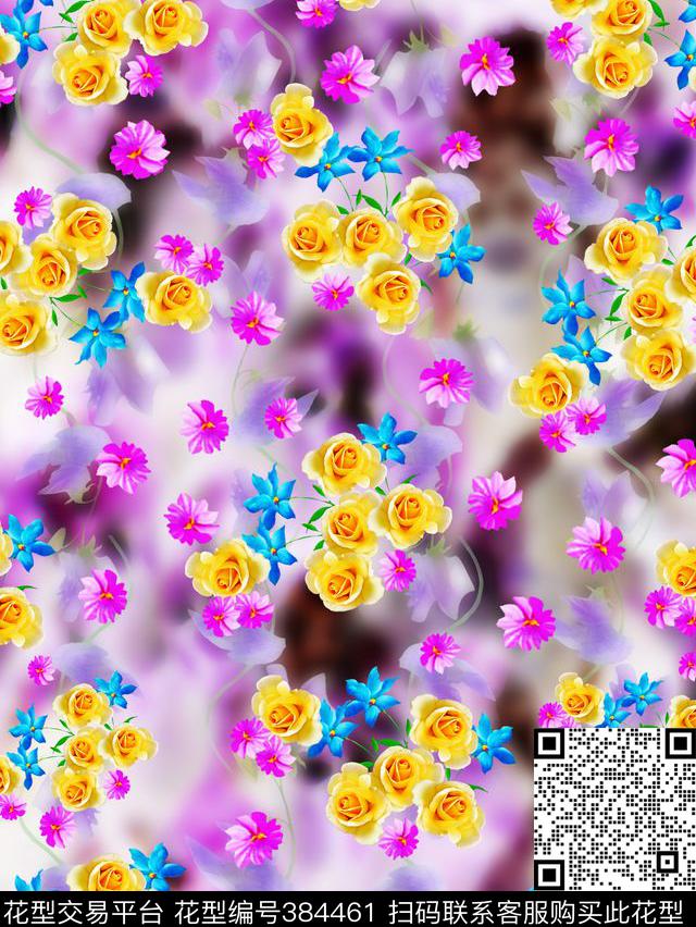 乡村月季面料华亿平台数码印花华亿平台下载（图片编号: 384461） - 瓦栏（Walan）