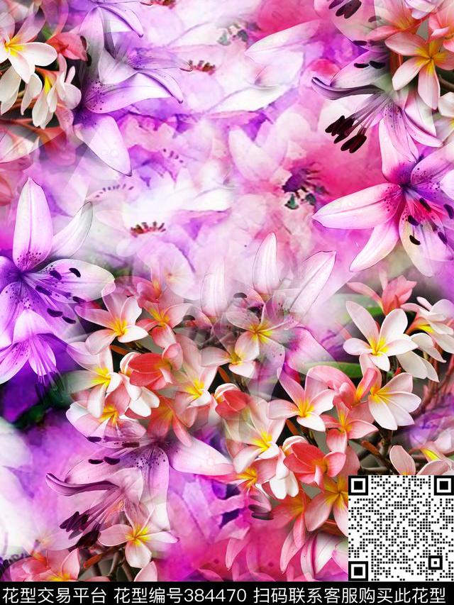 田园紫罗兰面料华亿平台数码印花华亿平台下载（图片编号: 384470） - 瓦栏（Walan）