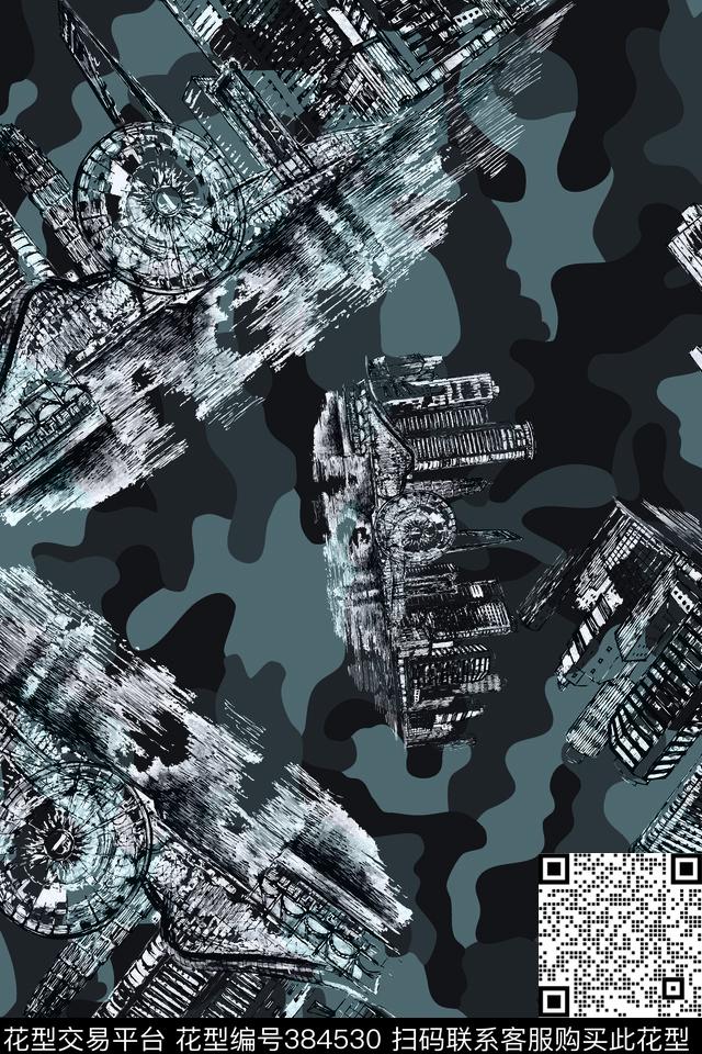 迷彩建筑男装数码印花华亿平台下载（图片编号: 384530） - 瓦栏（Walan）