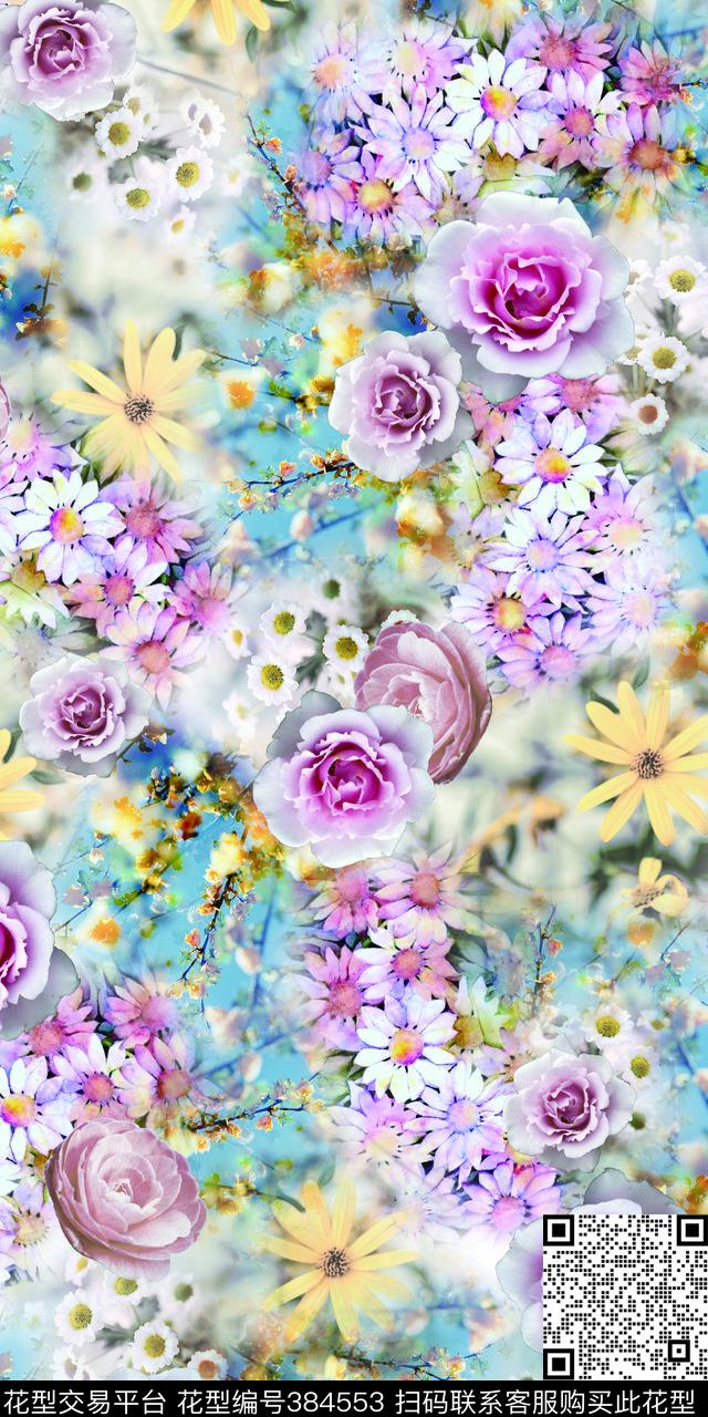 时尚花花卉数码印花华亿平台下载（图片编号: 384553） - 瓦栏（Walan）