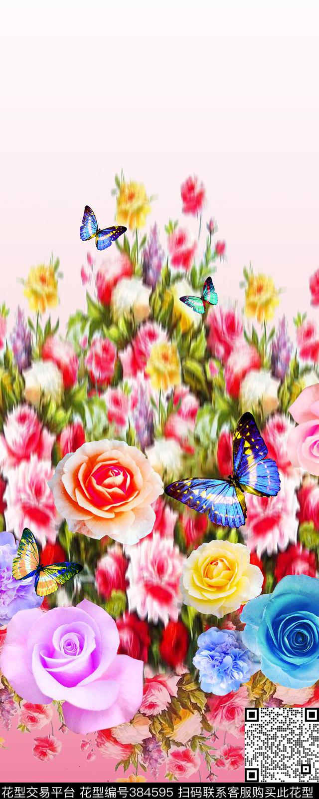 蝴蝶花卉数码数码印花华亿平台下载（图片编号: 384595） - 瓦栏（Walan）