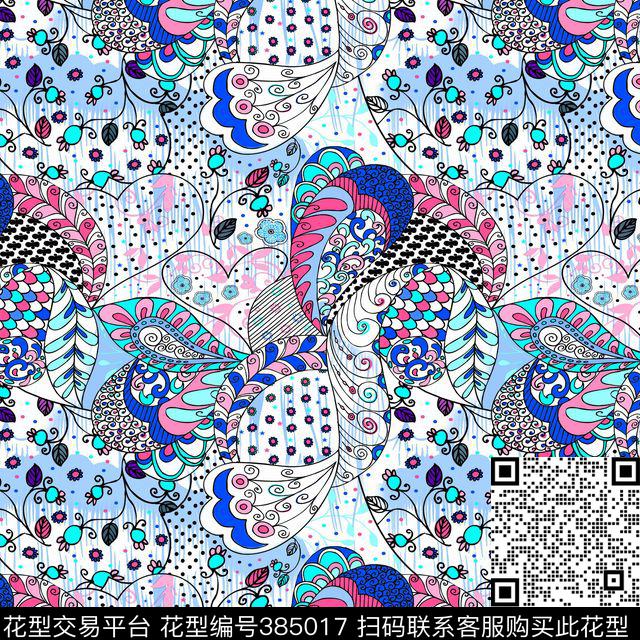 格子条花女装传统印花华亿平台下载（图片编号: 385017） - 瓦栏（Walan）