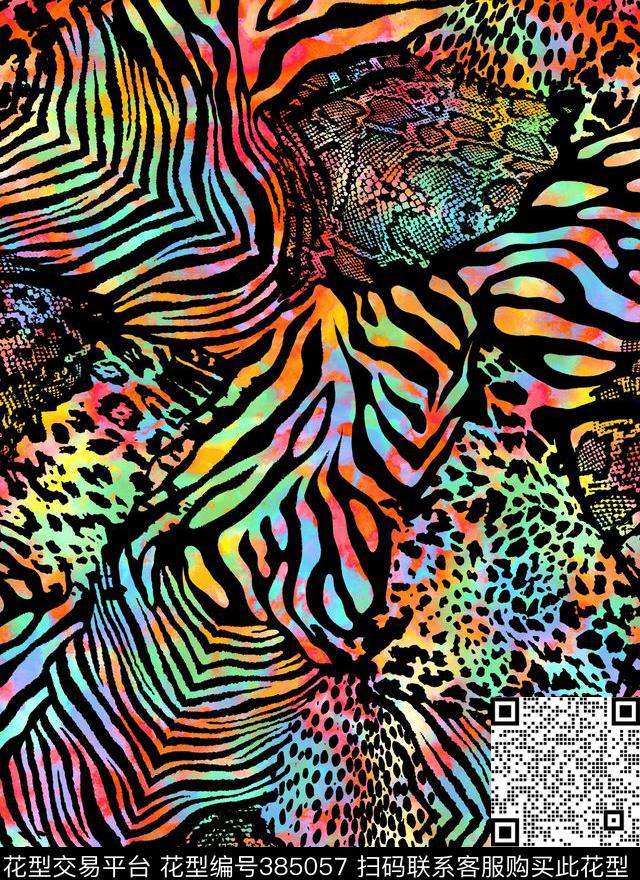动物纹色彩斑斓数码印花华亿平台下载（图片编号: 385057） - 瓦栏（Walan）