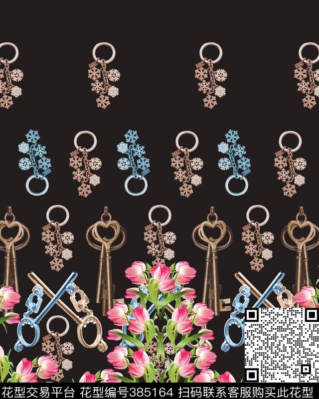 花卉定位花郁金香数码印花华亿平台下载（图片编号: 385164） - 瓦栏（Walan）