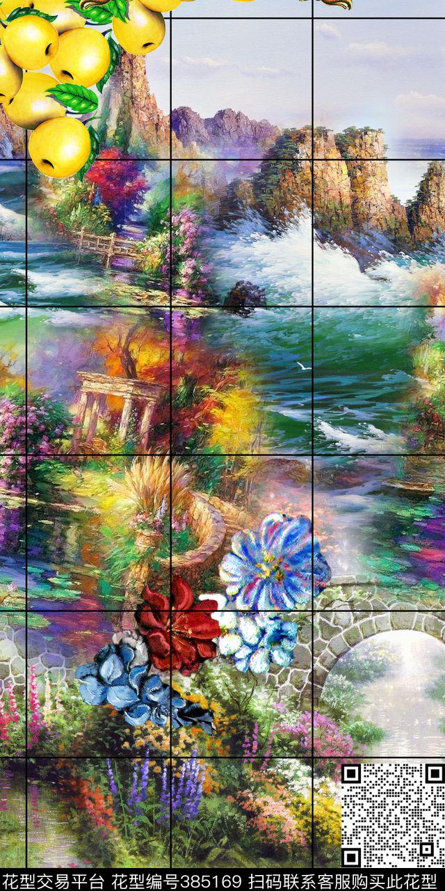 水果装饰花风景数码印花华亿平台下载（图片编号: 385169） - 瓦栏（Walan）