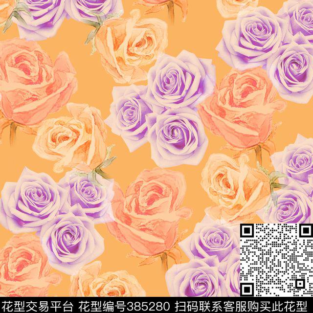 田园玫瑰数码印花华亿平台下载（图片编号: 385280） - 瓦栏（Walan）