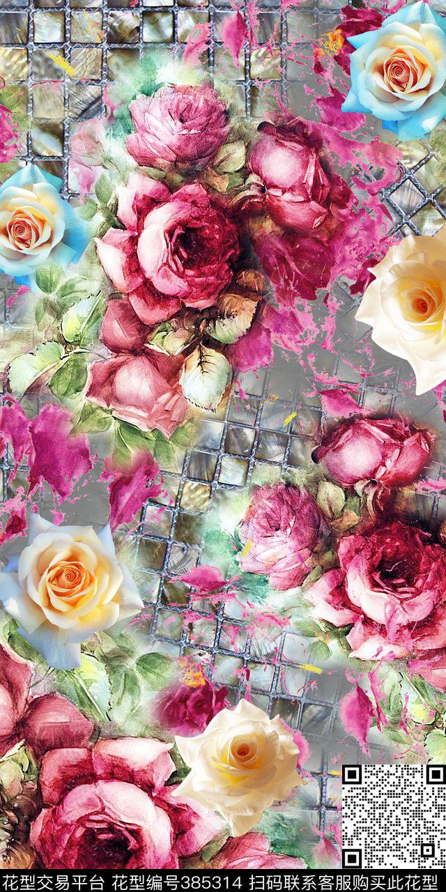 格子花流行艺彩——绚丽数码风数码印花华亿平台下载（图片编号: 385314） - 瓦栏（Walan）