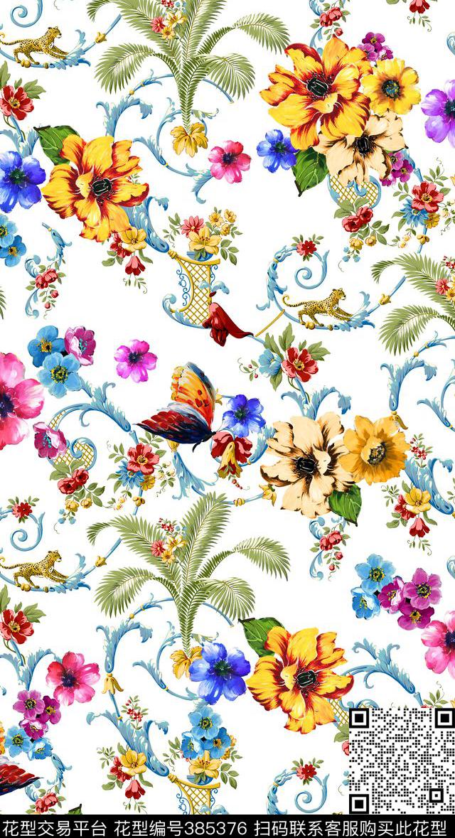 花贲古典古典中国风数码印花华亿平台下载（图片编号: 385376） - 瓦栏（Walan）