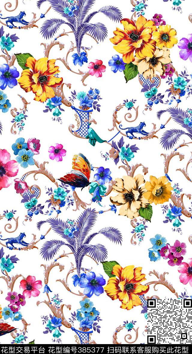 花贲古典古典中国风数码印花华亿平台下载（图片编号: 385377） - 瓦栏（Walan）