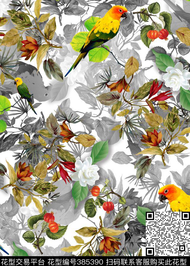 写意花鸟动物数码印花华亿平台下载（图片编号: 385390） - 瓦栏（Walan）