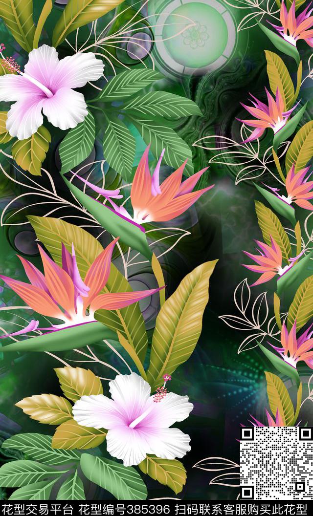 花卉星空花卉数码印花华亿平台下载（图片编号: 385396） - 瓦栏（Walan）